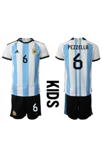 Fotbalové Dres Argentina German Pezzella #6 Dětské Domácí Oblečení MS 2022 Krátký Rukáv (+ trenýrky)